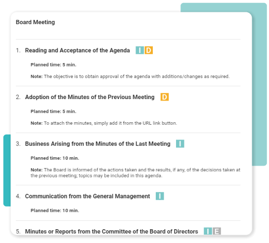 Board of directors agenda template